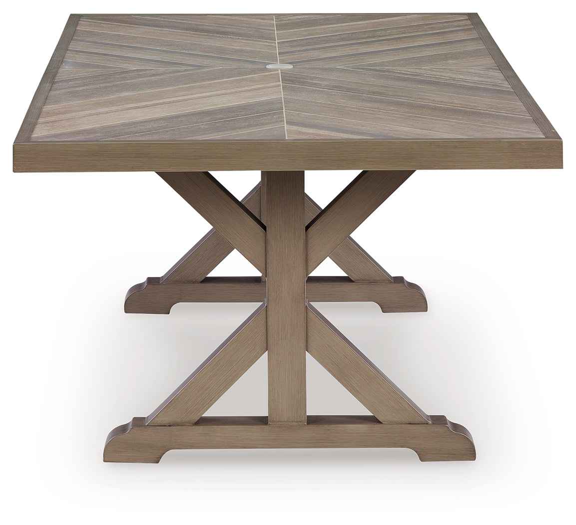 Laguna Heights Beige Outdoor Dining Table by Ashley at Eve Furniture
