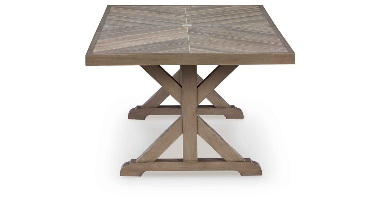 Laguna Heights Beige Outdoor Dining Table by Ashley at Eve Furniture