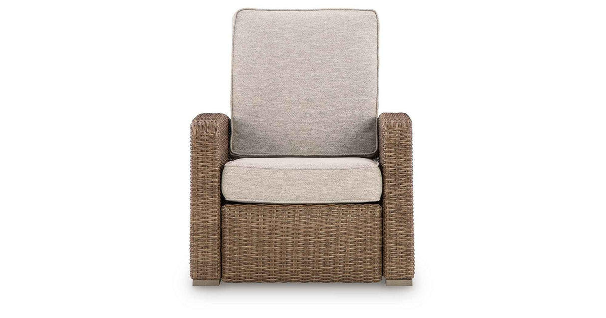 Laguna Heights Beige Outdoor Recliner by Ashley at Eve Furniture