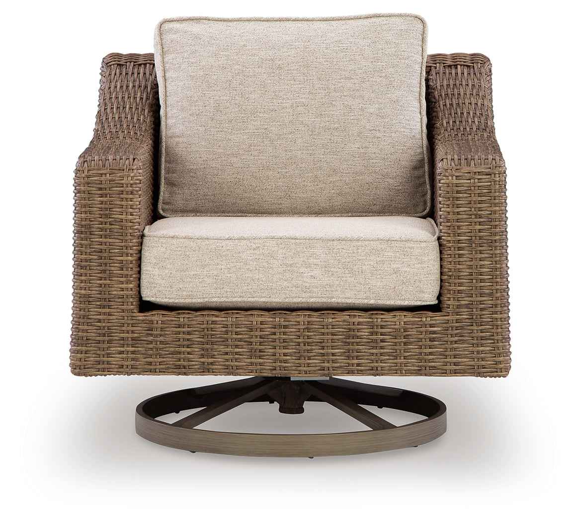 Laguna Heights Beige Swivel Lounge with Cushion by Ashley at Eve Furniture
