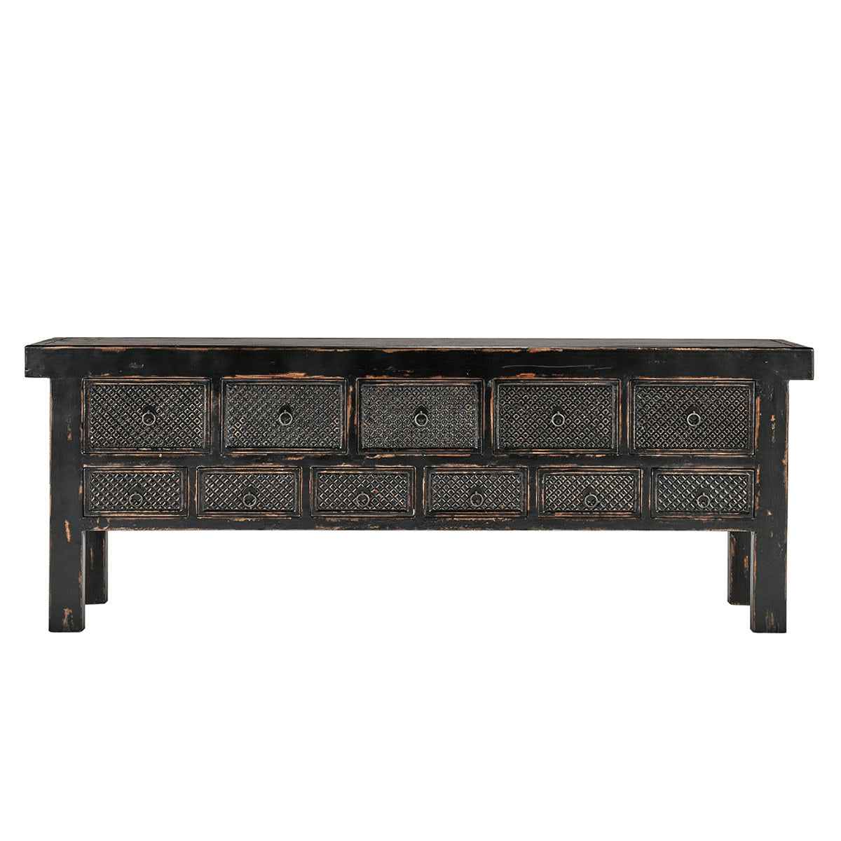 Lahey 11 Drawer Console Table - Antique Black by Classic Home at Eve Furniture
