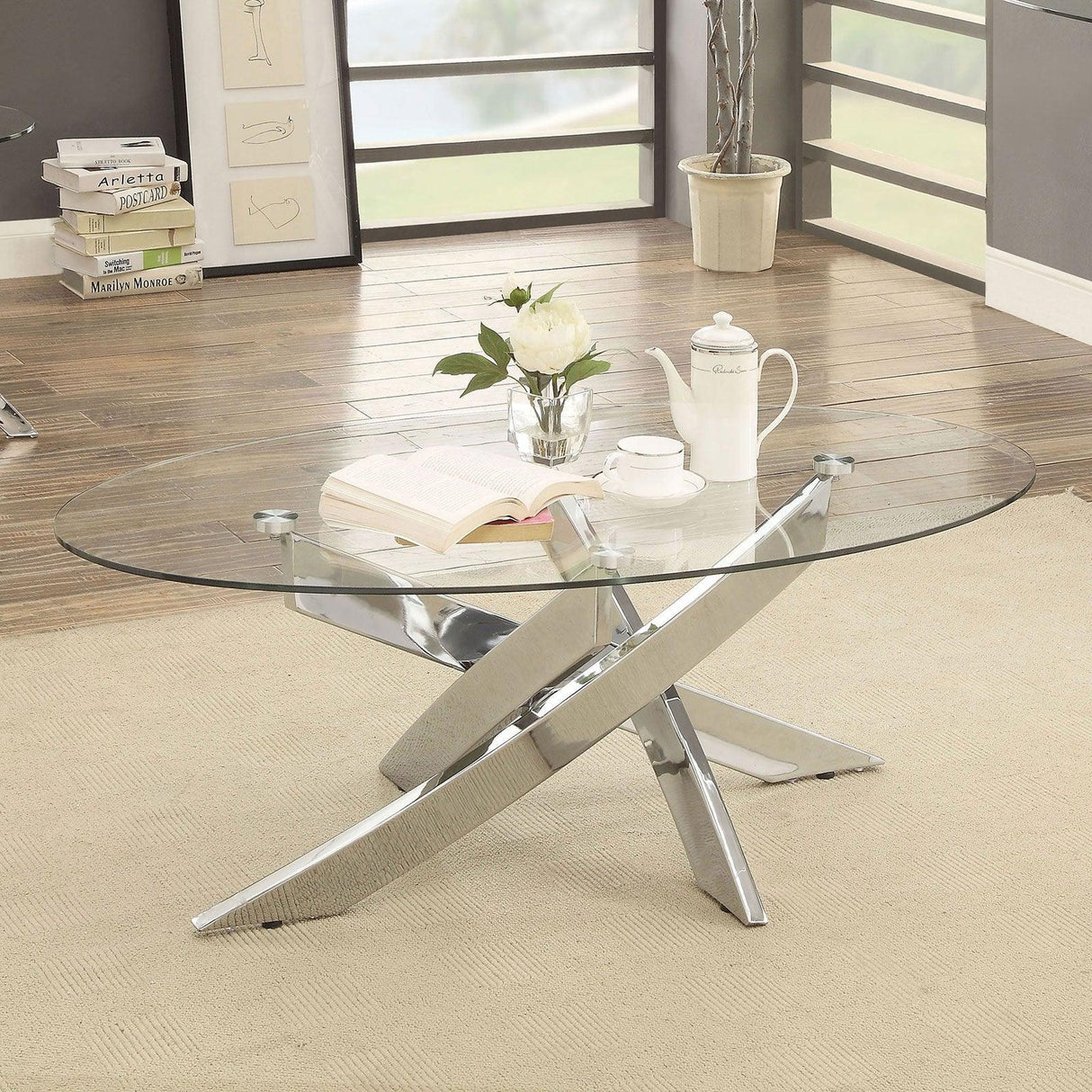 Laila Chrome Coffee Table by Furniture of America at Eve Furniture