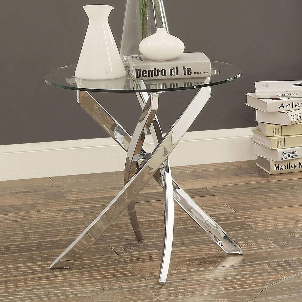 Laila Chrome End Table by Furniture of America at Eve Furniture