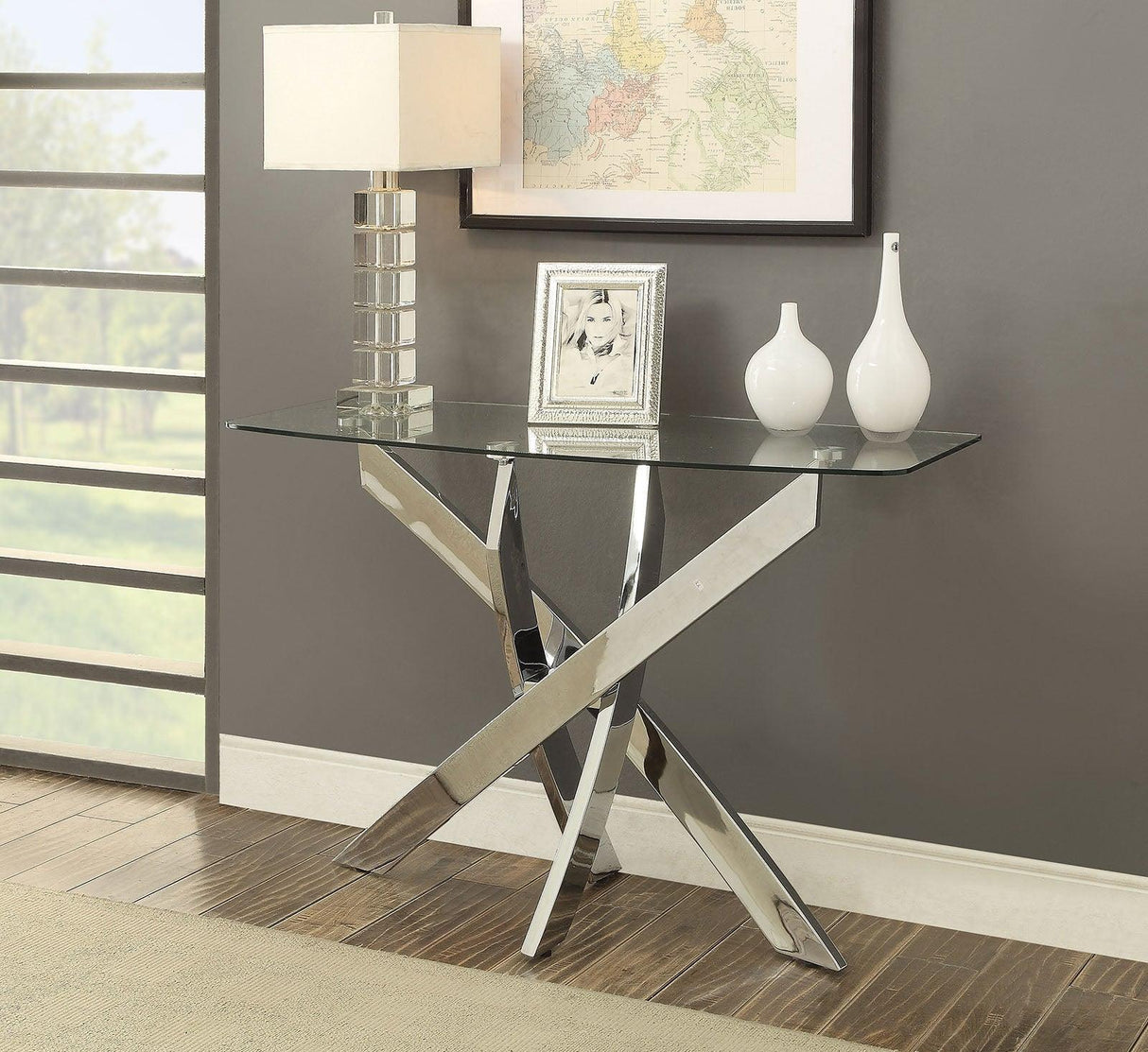 Laila Chrome Sofa Table by Furniture of America at Eve Furniture