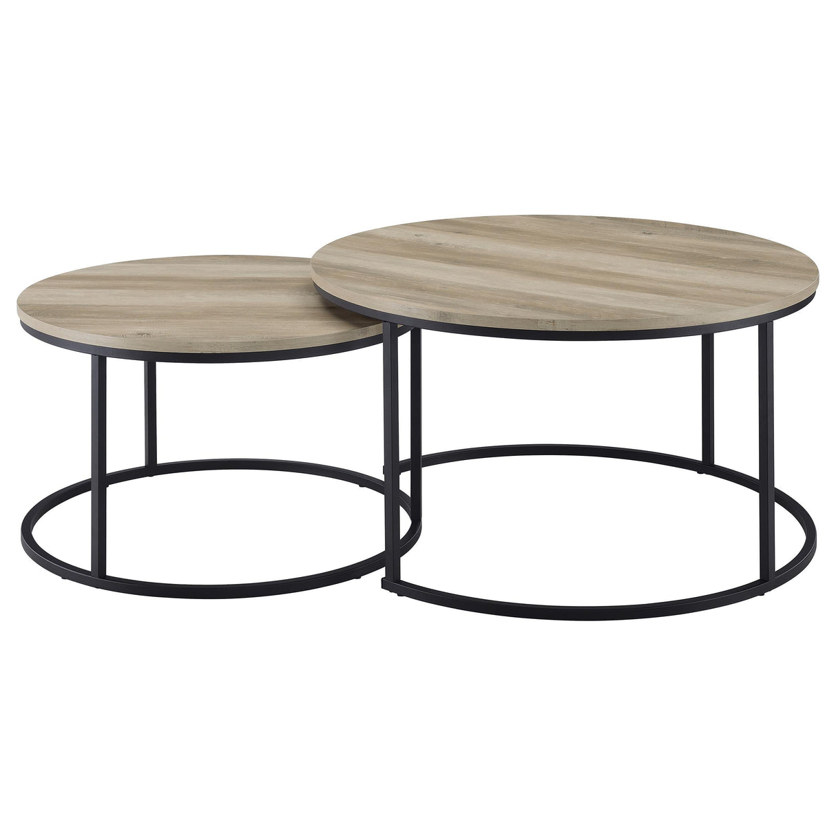 Lainey Distressed Pine 2-Piece Round Nesting Coffee Table by Coaster at Eve Furniture