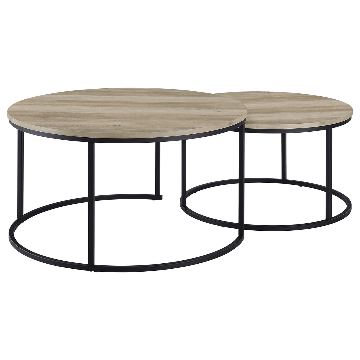 Lainey Distressed Pine 2-Piece Round Nesting Coffee Table by Coaster at Eve Furniture