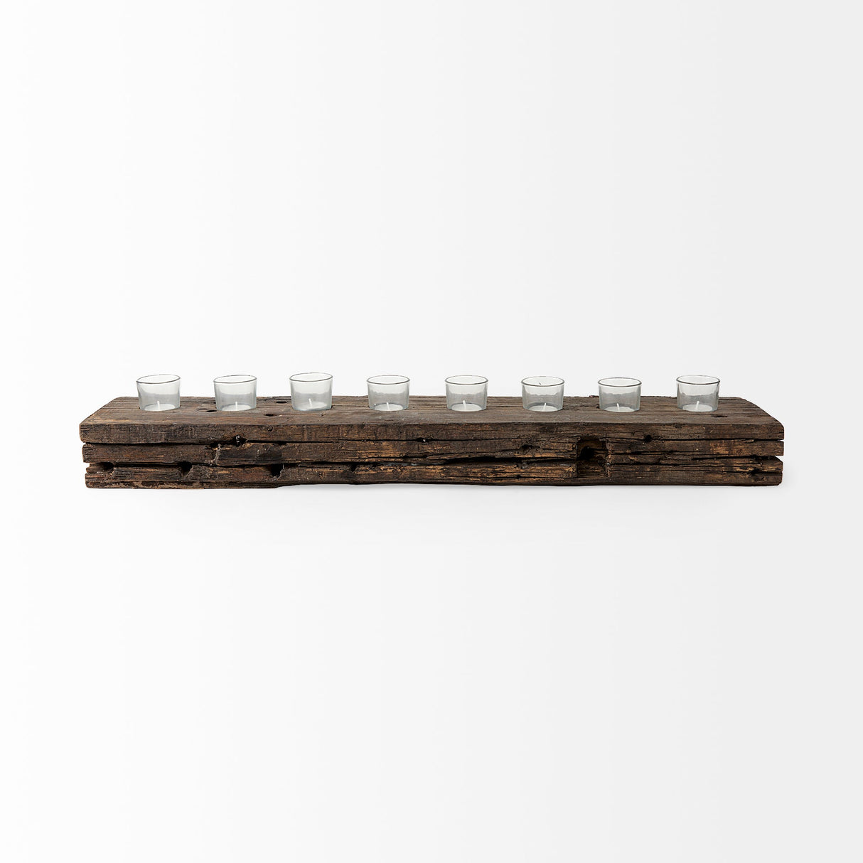Lakara Reclaimed Wood Eight Tealight Table Candle Holder by Mercana at Eve Furniture