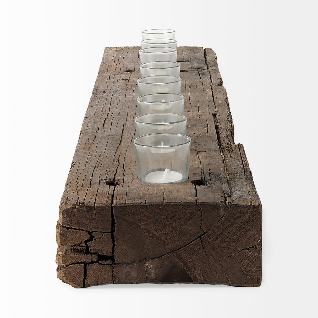 Lakara Reclaimed Wood Eight Tealight Table Candle Holder by Mercana at Eve Furniture