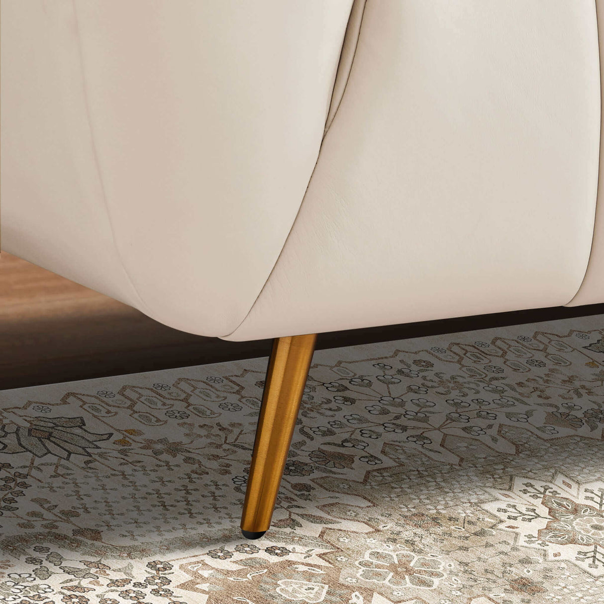 LaMattina Genuine Italian Beige Leather Channel Tufted Sofa by Ashcroft Furniture at Eve Furniture