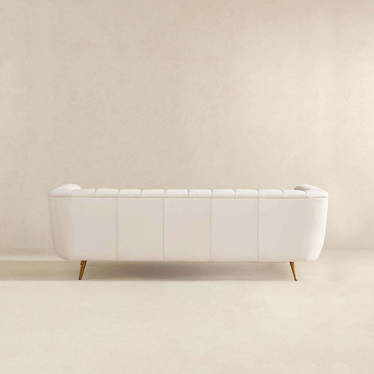 LaMattina Genuine Italian Beige Leather Channel Tufted Sofa by Ashcroft Furniture at Eve Furniture