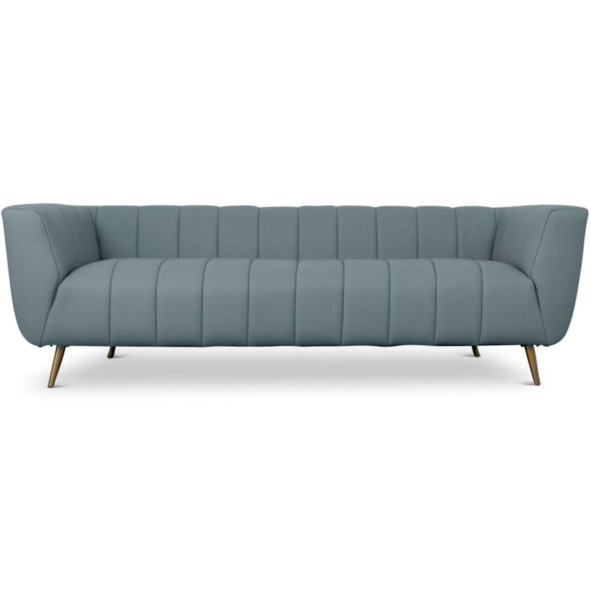 LaMattina Genuine Italian Blue Leather Channel Tufted Sofa by Ashcroft Imports at Eve Furniture