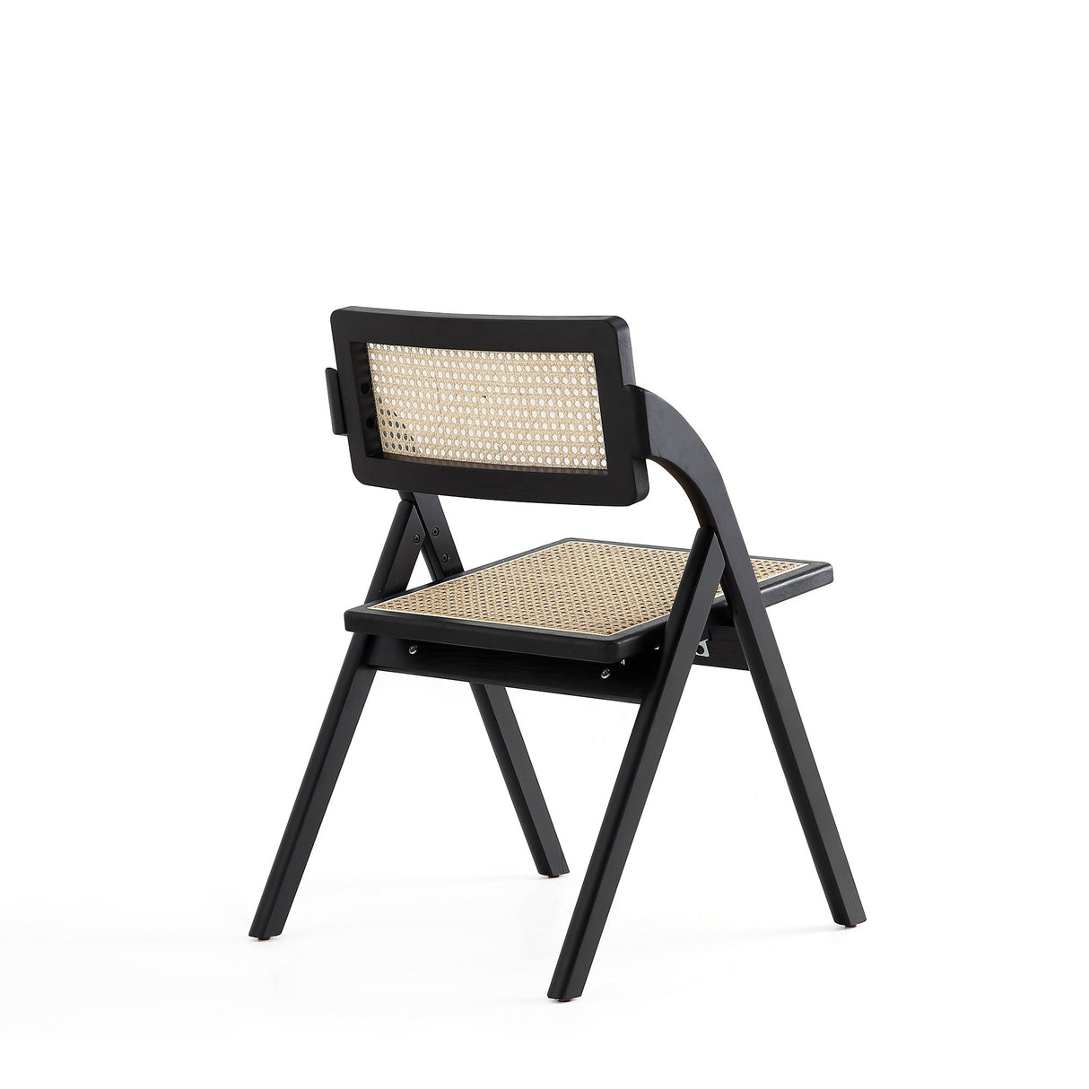 Lambinet Folding Dining Chair in Black and Natural Cane (set of 2) by Manhattan Comfort at Eve Furniture