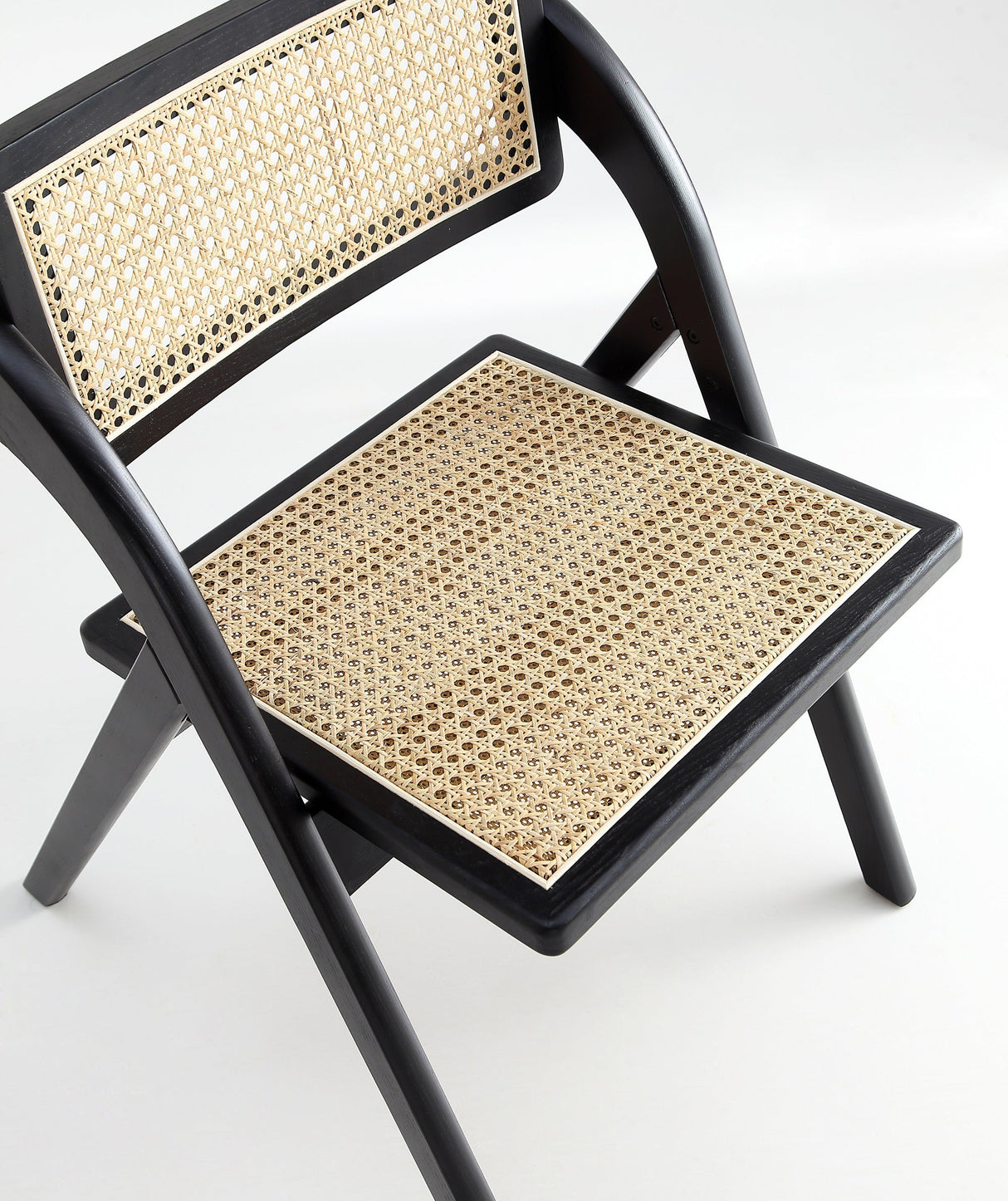 Lambinet Folding Dining Chair in Black and Natural Cane (set of 2) by Manhattan Comfort at Eve Furniture