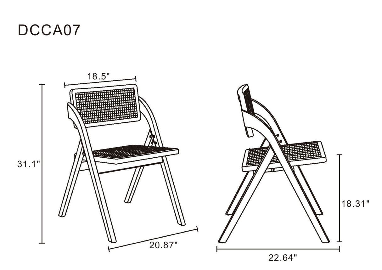 Lambinet Folding Dining Chair in Nature Cane (set of 2) by Manhattan Comfort at Eve Furniture