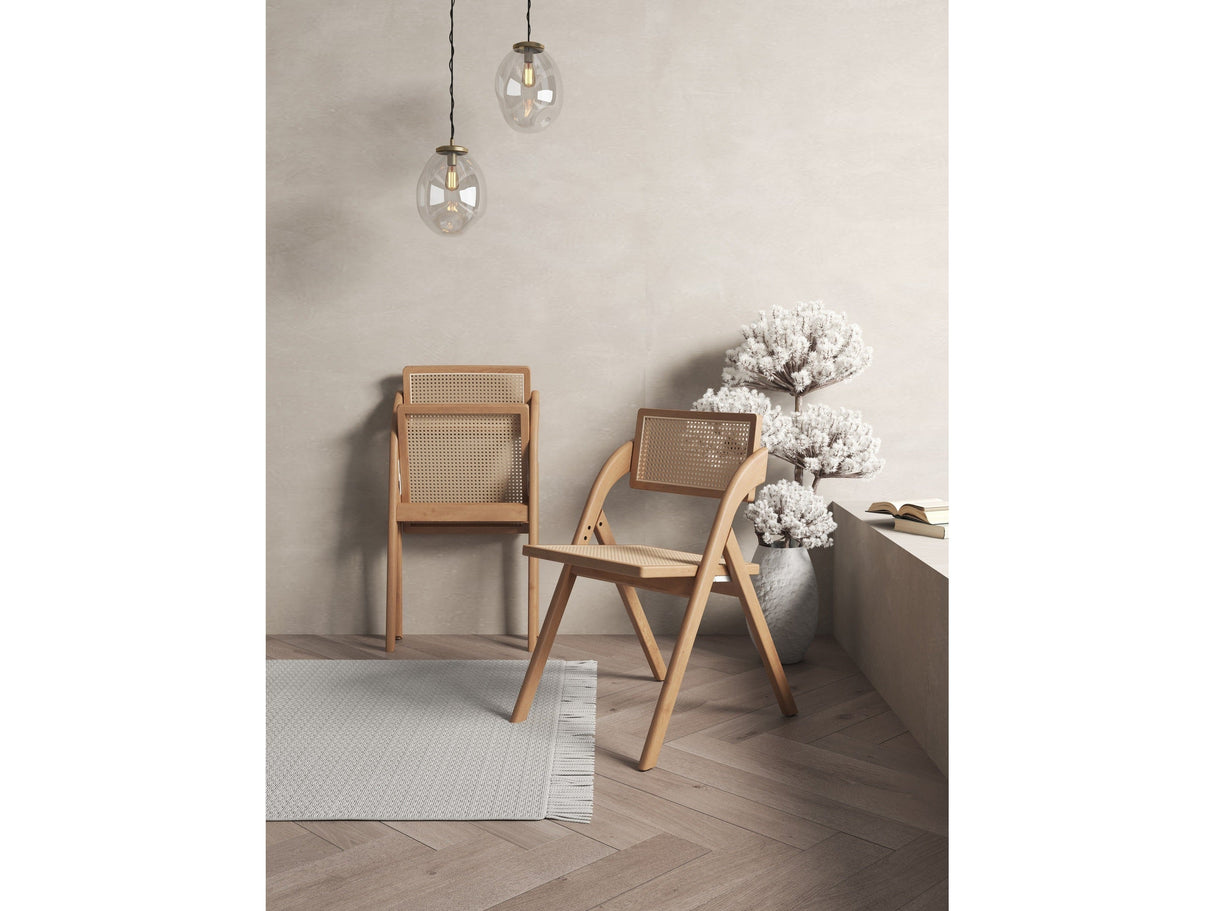 Lambinet Folding Dining Chair in Nature Cane (set of 2) by Manhattan Comfort at Eve Furniture