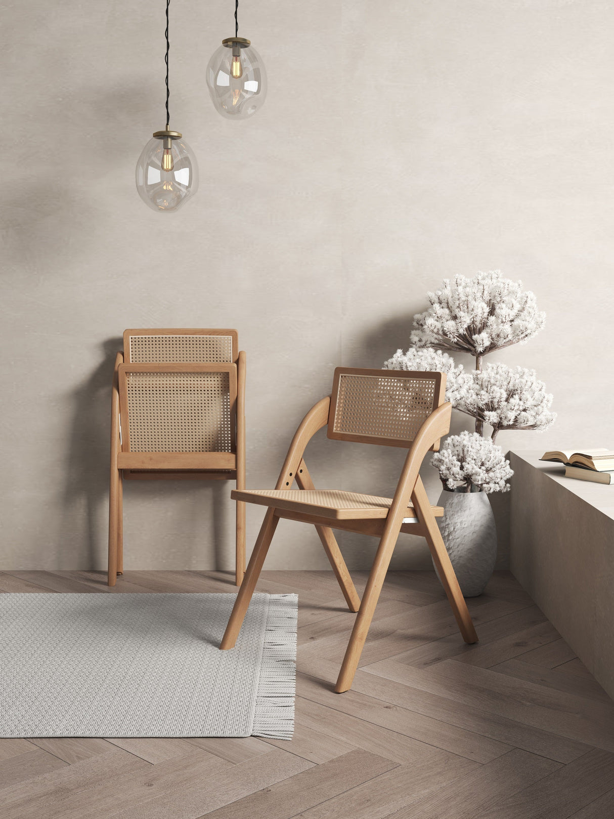 Lambinet Folding Dining Chair in Nature Cane (set of 4) by Manhattan Comfort at Eve Furniture