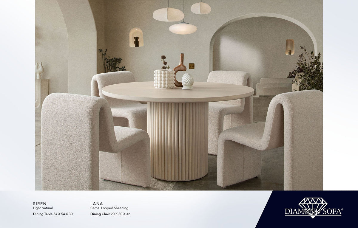 Lana Camel Looped Shearling Dining Chair by Diamond Sofa at Eve Furniture