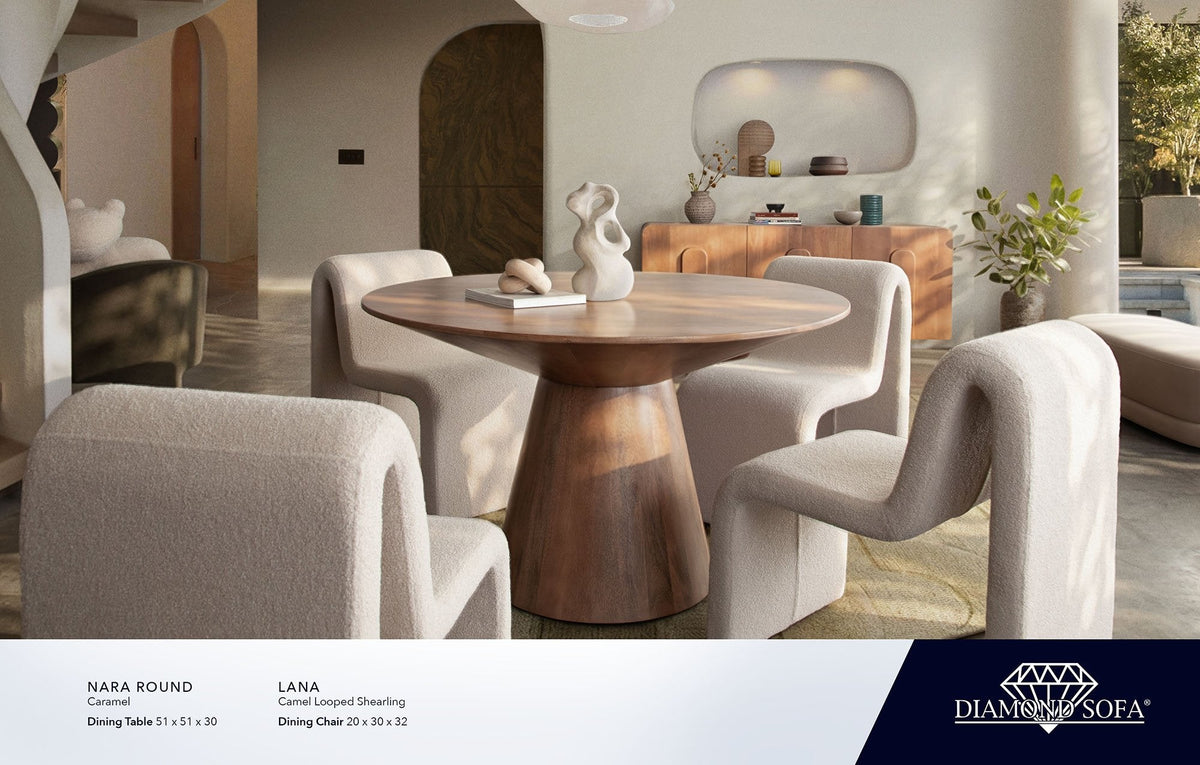 Lana Camel Looped Shearling Dining Chair by Diamond Sofa at Eve Furniture