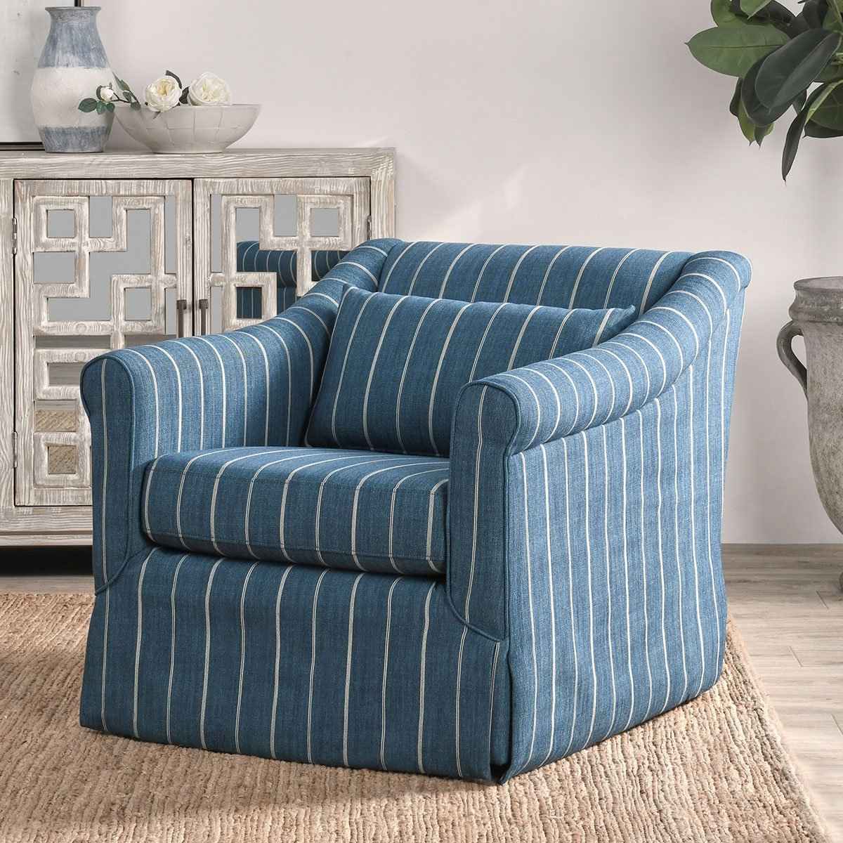 Lana Navy Blue Swivel Chair by Classic Home at Eve Furniture