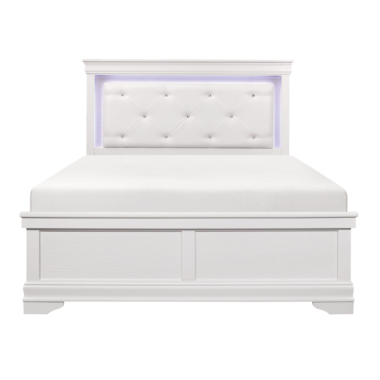 Lana White California King LED Upholstered Panel Bed by Homelegance at Eve Furniture