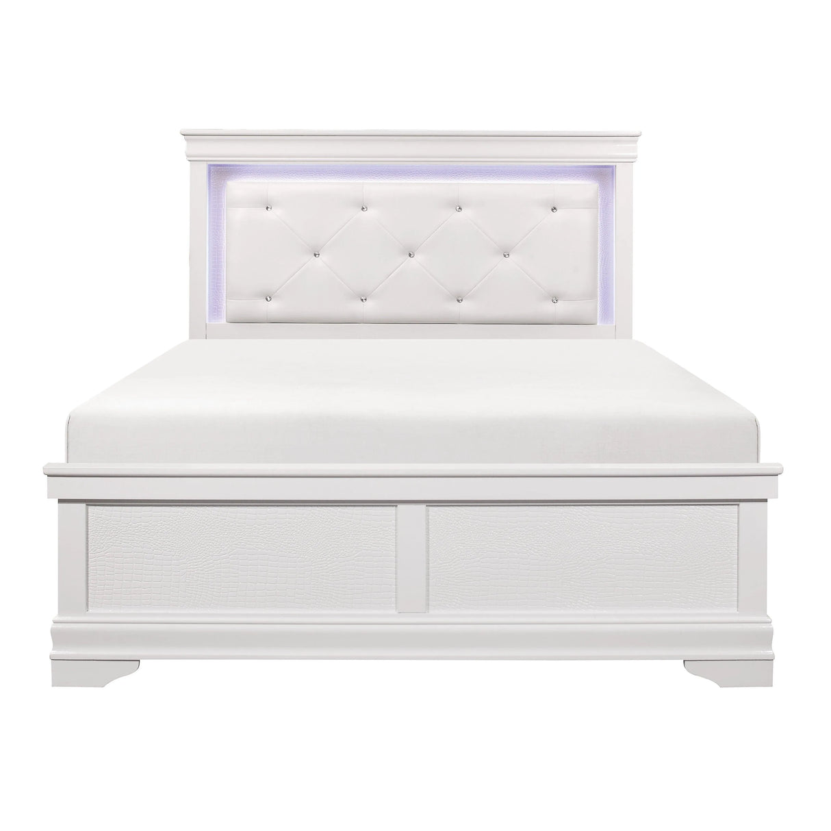 Lana White LED Upholstered Panel Bedroom Set by Homelegance at Eve Furniture