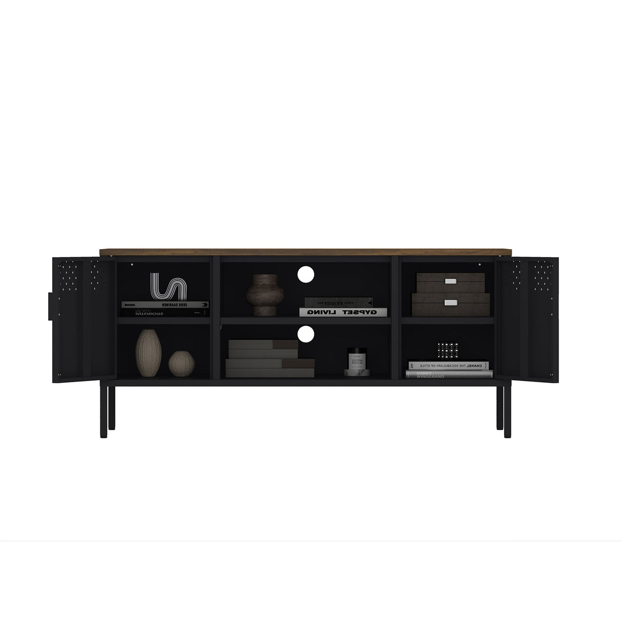 Landen 47" TV Stand in Black by Manhattan Comfort at Eve Furniture