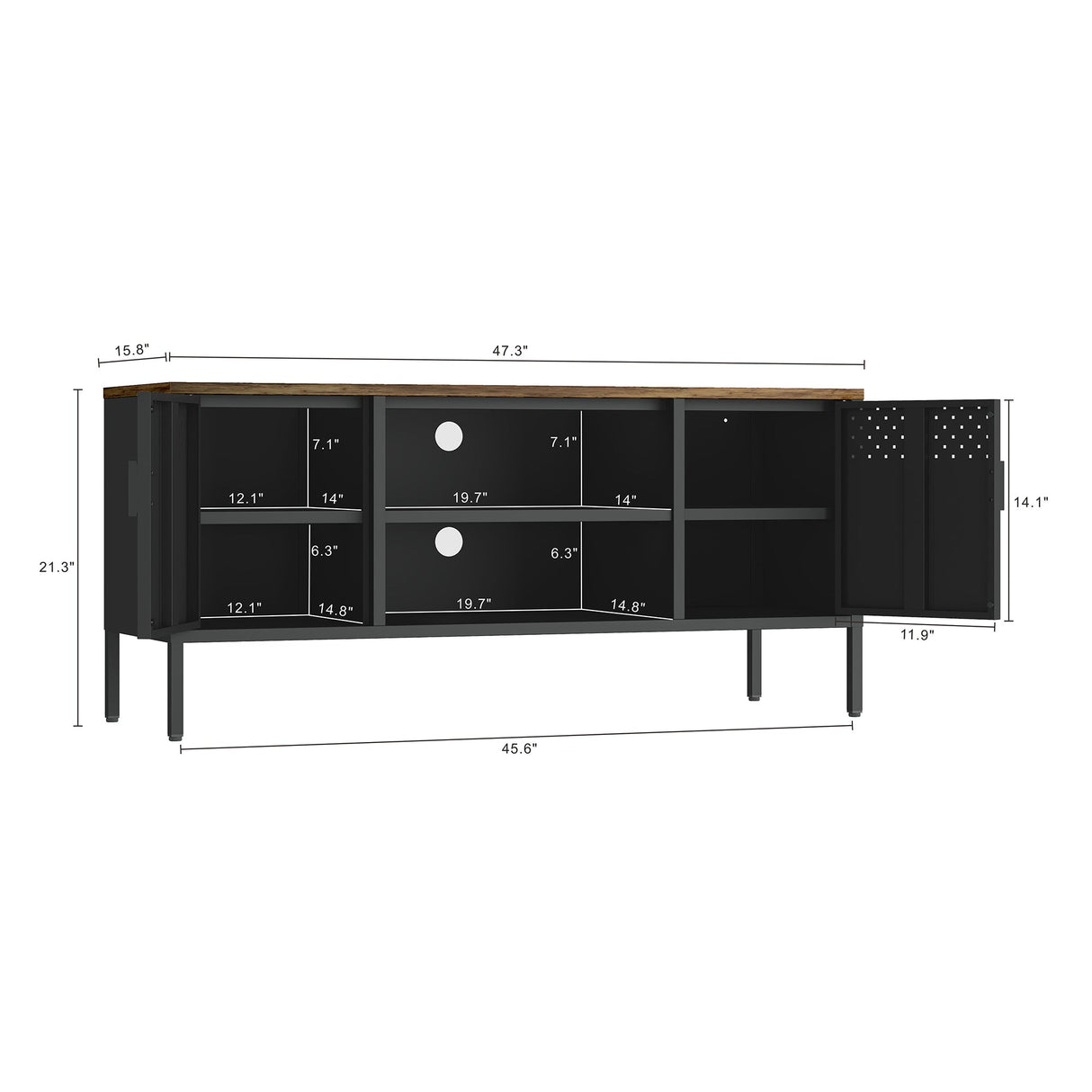 Landen 47" TV Stand in Black by Manhattan Comfort at Eve Furniture