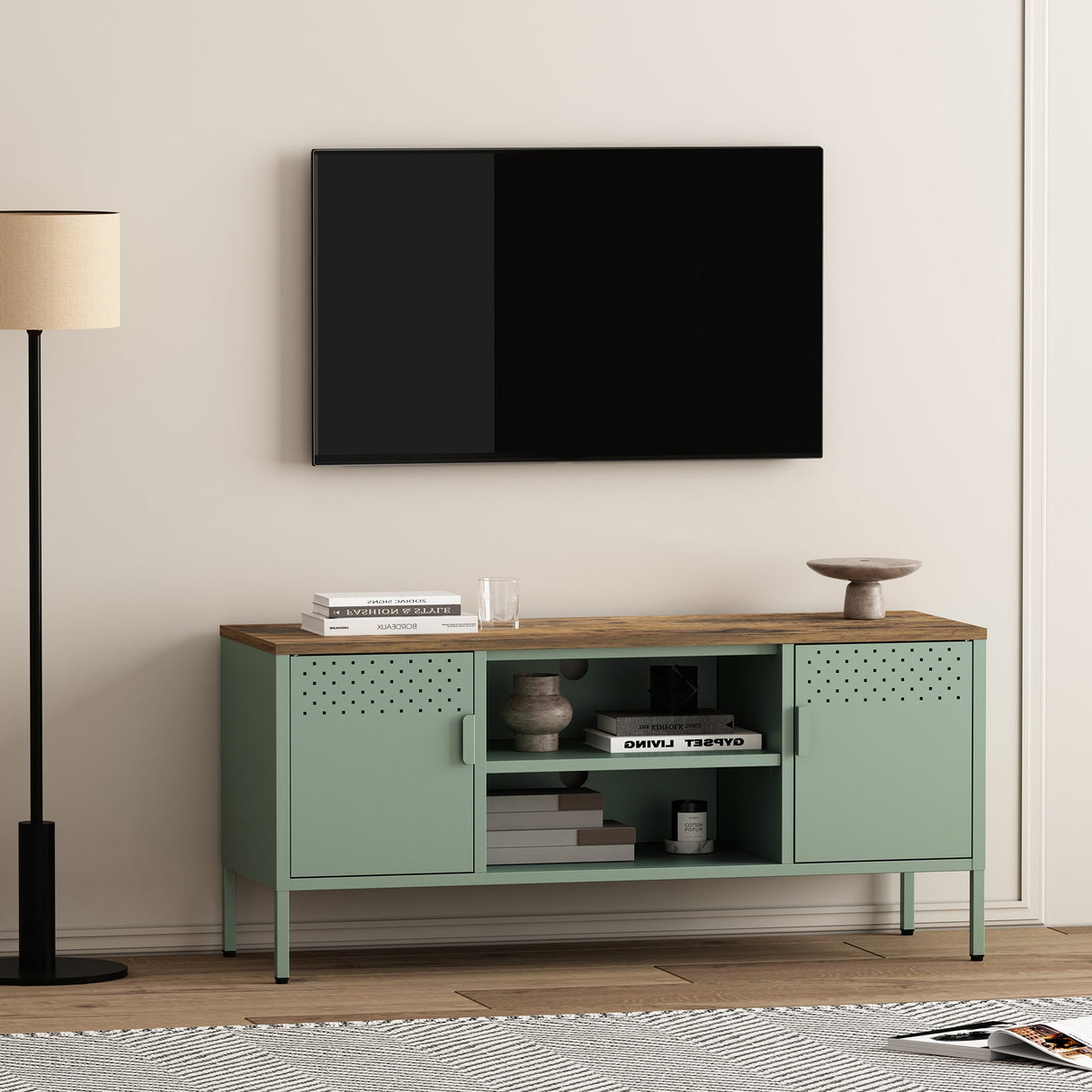 Landen 47" TV Stand in Green by Manhattan Comfort at Eve Furniture