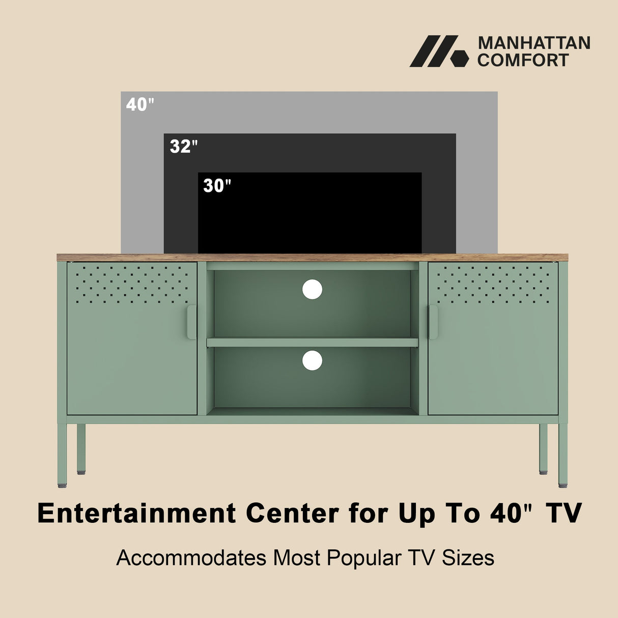 Landen 47" TV Stand in Green by Manhattan Comfort at Eve Furniture