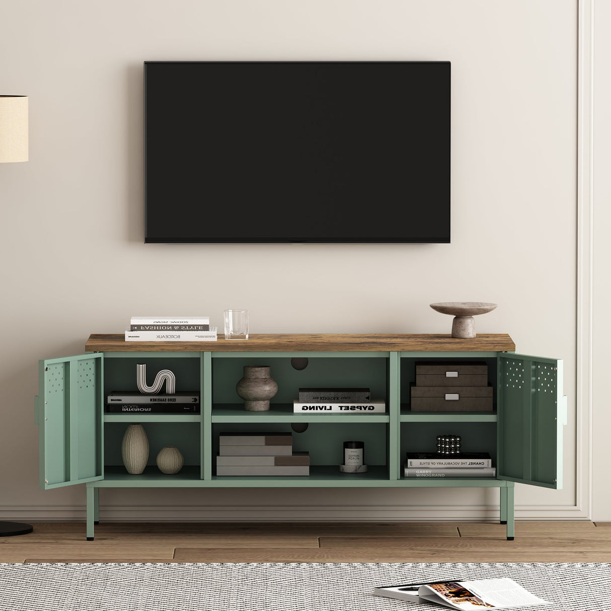 Landen 47" TV Stand in Green by Manhattan Comfort at Eve Furniture