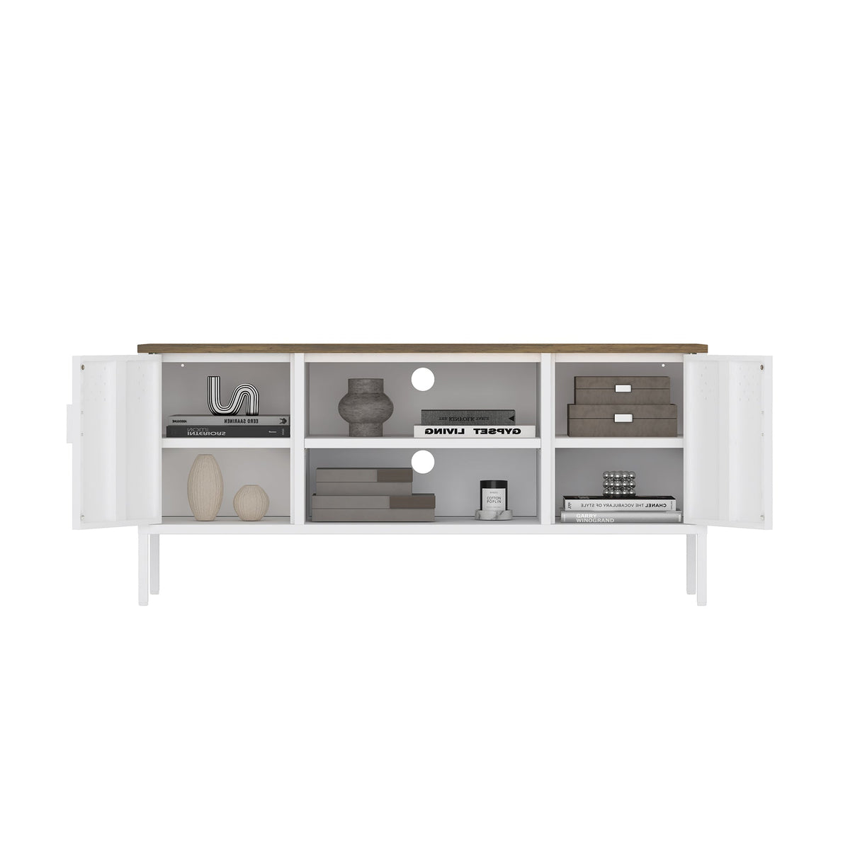 Landen 47" TV Stand in White by Manhattan Comfort at Eve Furniture