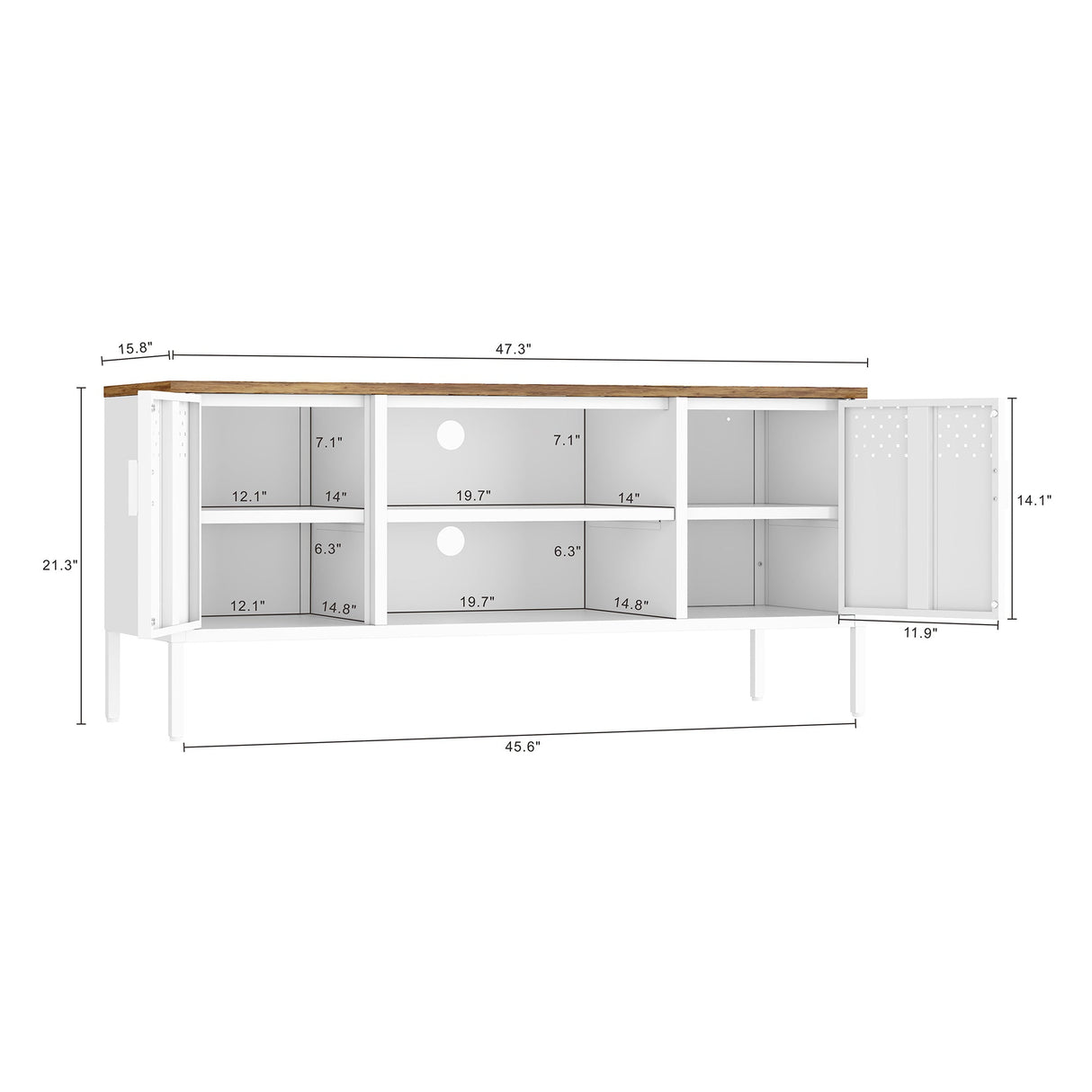 Landen 47" TV Stand in White by Manhattan Comfort at Eve Furniture