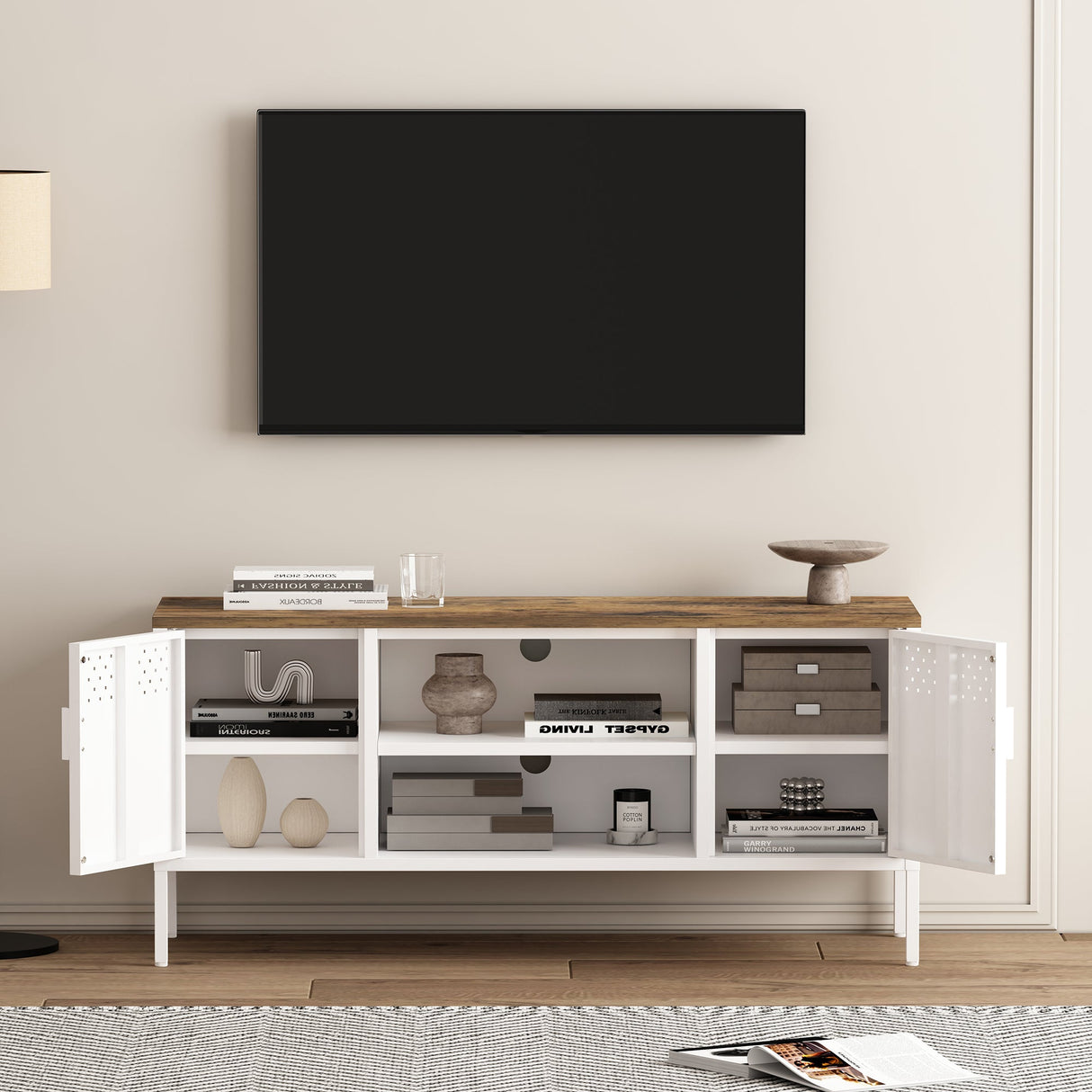 Landen 47" TV Stand in White by Manhattan Comfort at Eve Furniture