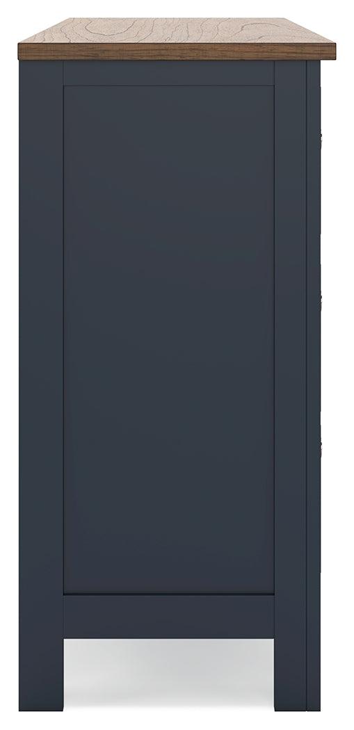 Landocken Brown/Blue Dresser by Ashley at Eve Furniture