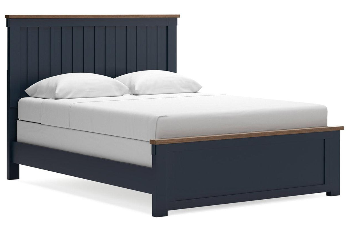 Landocken Brown/Blue Queen Panel Bed by Ashley at Eve Furniture