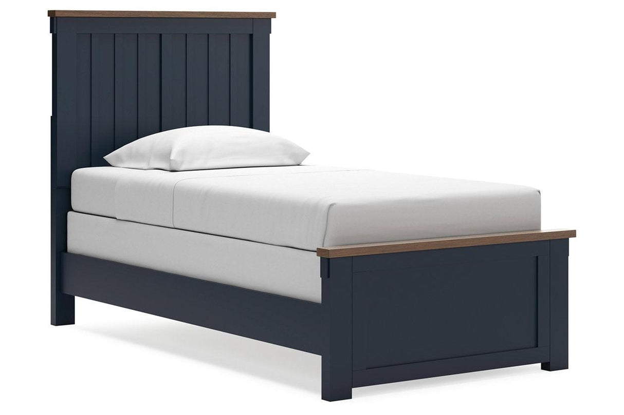 Landocken Brown/Blue Twin Panel Bed by Ashley at Eve Furniture