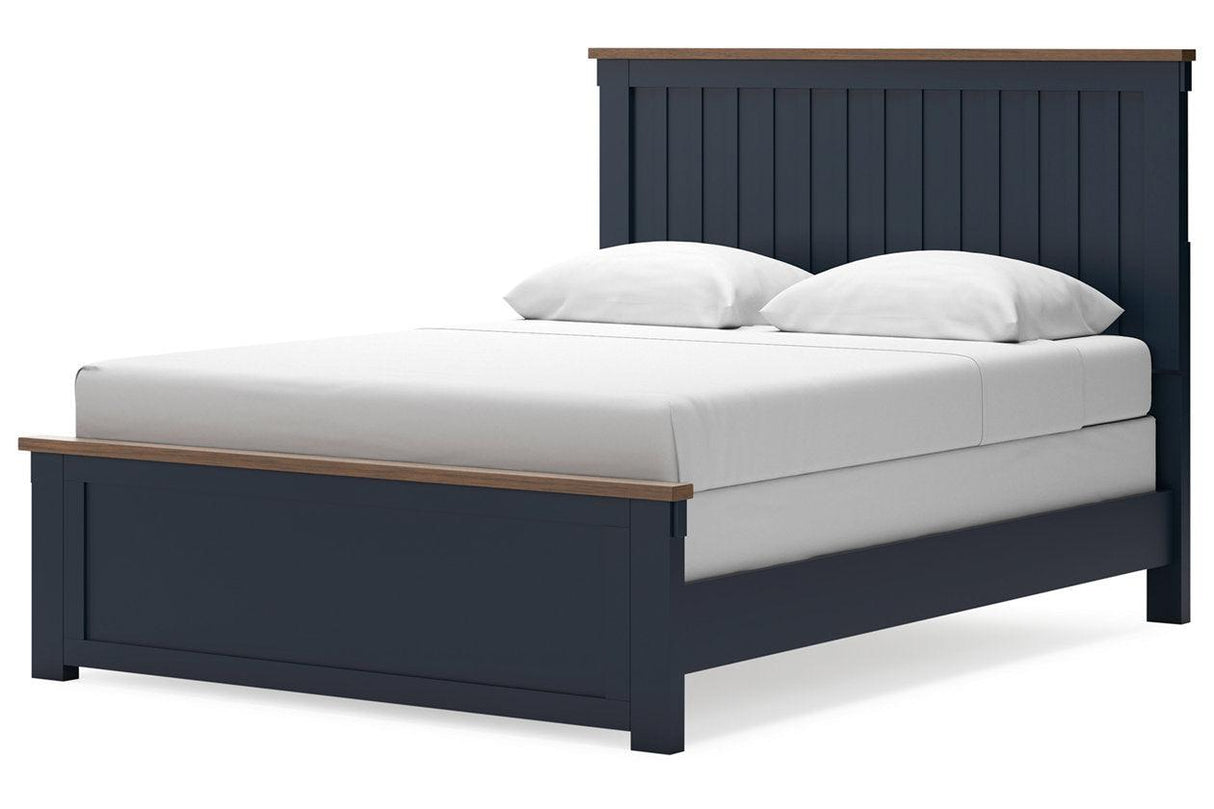 Landocken Brown/Blue Queen Panel Bed by Ashley at Eve Furniture