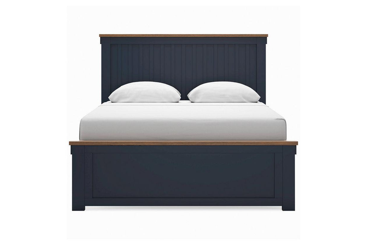 Landocken Brown/Blue Queen Panel Bed by Ashley at Eve Furniture