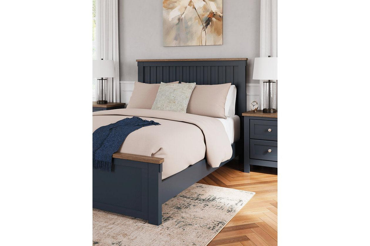 Landocken Brown/Blue Queen Panel Bed by Ashley at Eve Furniture