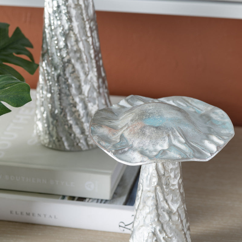 Landon Silver 2 Piece Mushroom Sculptures by Crestview at Eve Furniture