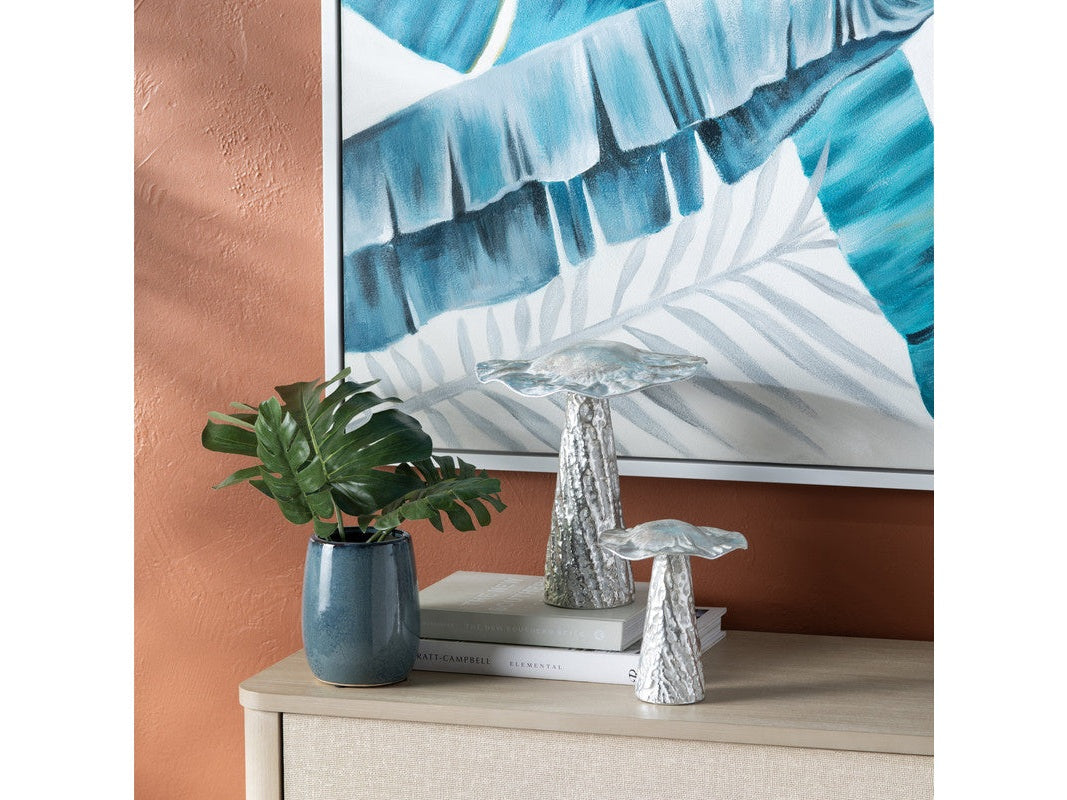 Landon Silver 2 Piece Mushroom Sculptures by Crestview at Eve Furniture