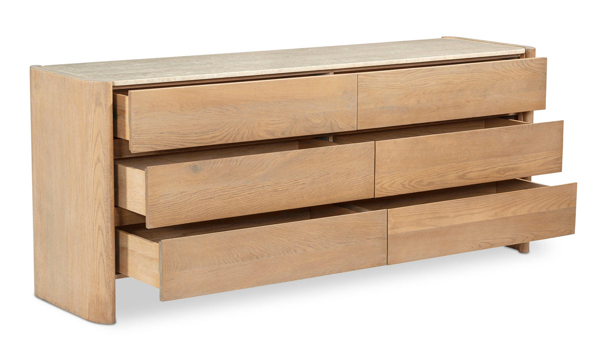 Lane 6 Drawer Dresser Natural by Moe's Home at Eve Furniture