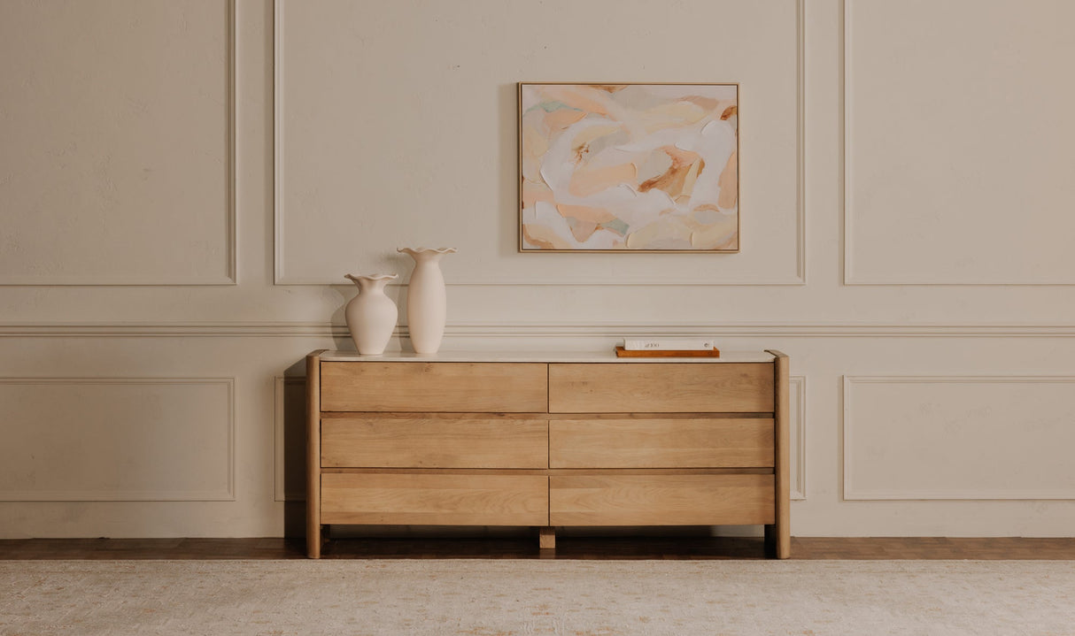 Lane 6 Drawer Dresser Natural by Moe's Home at Eve Furniture