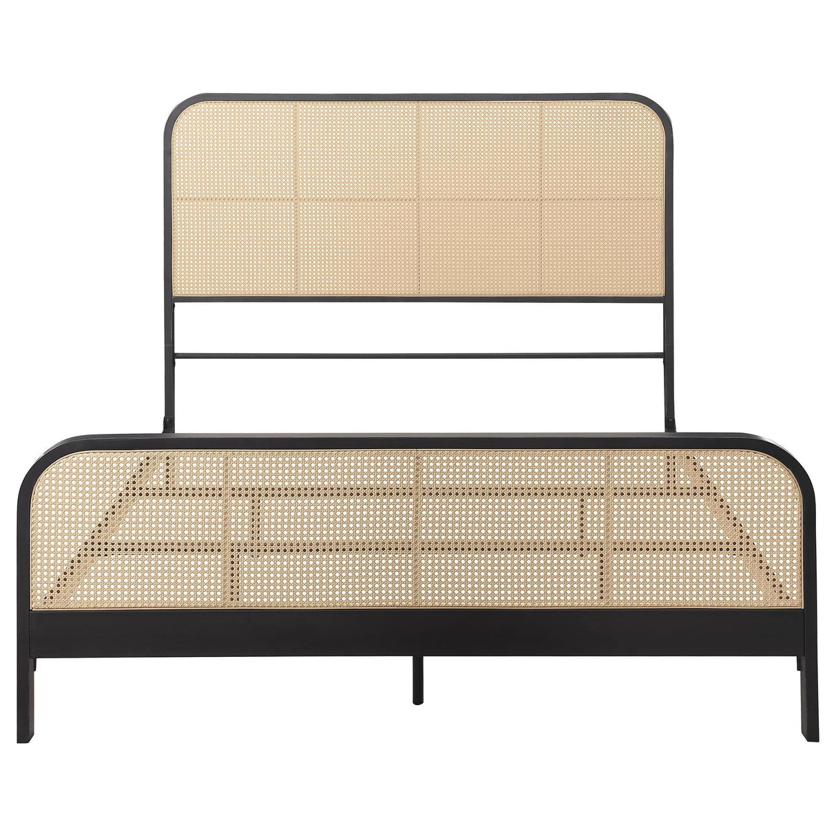 Lanewood Black Polyethylene PE Rattan Upholstered Metal Eastern King Bed by Coaster at Eve Furniture