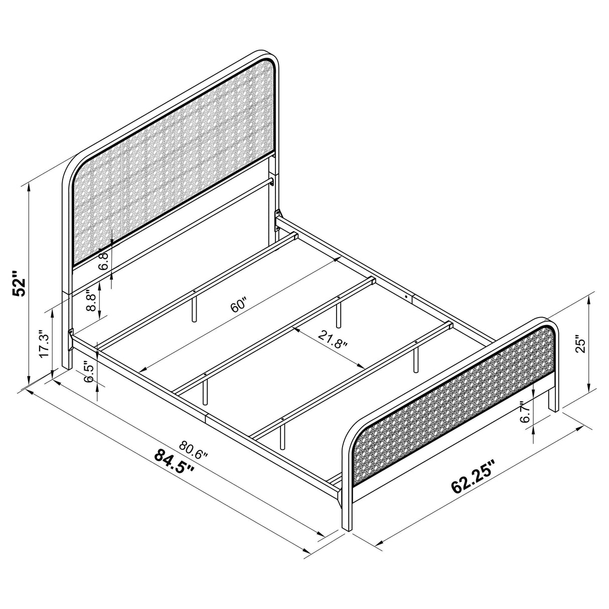 Lanewood White Polyethylene PE Rattan Upholstered Metal Queen Bed by Coaster at Eve Furniture