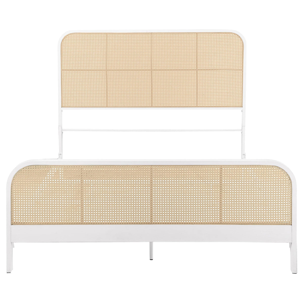 Lanewood White Polyethylene PE Rattan Upholstered Metal Queen Bed by Coaster at Eve Furniture