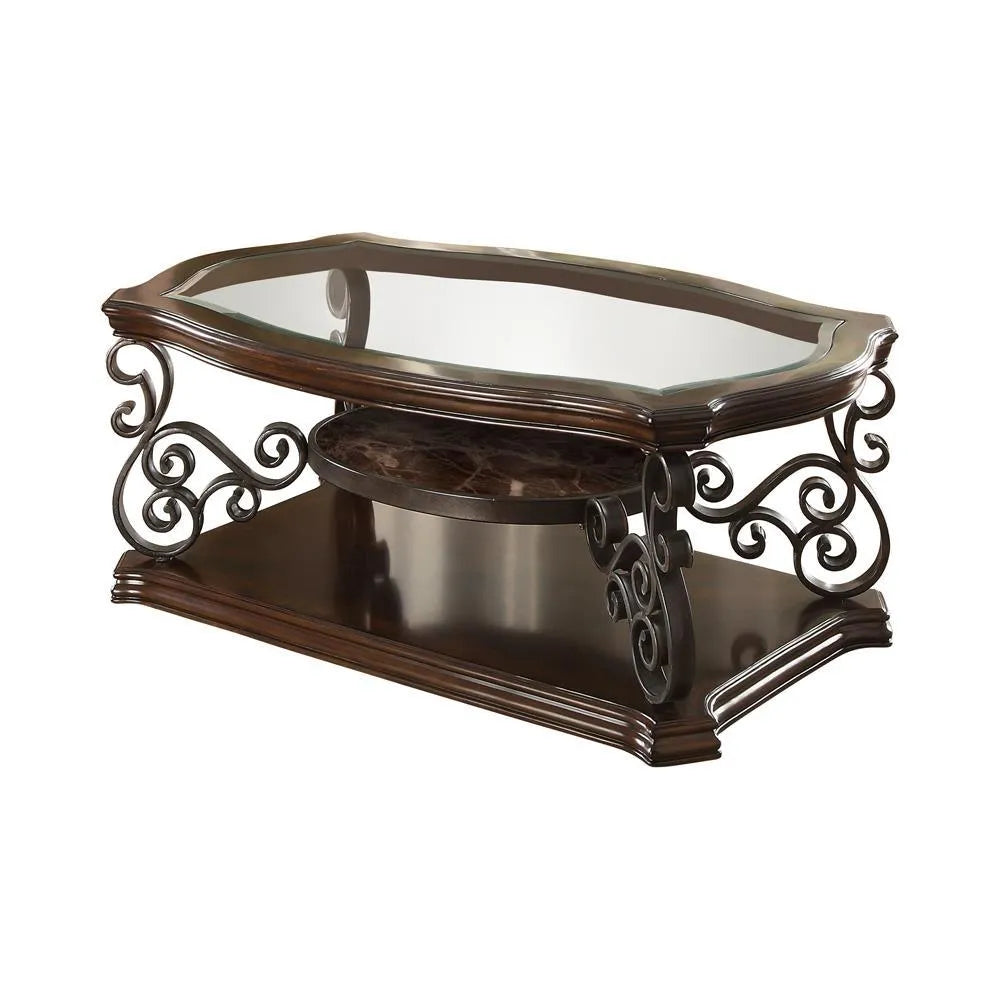 Laney Deep Merlot/Clear Coffee Table by Coaster at Eve Furniture