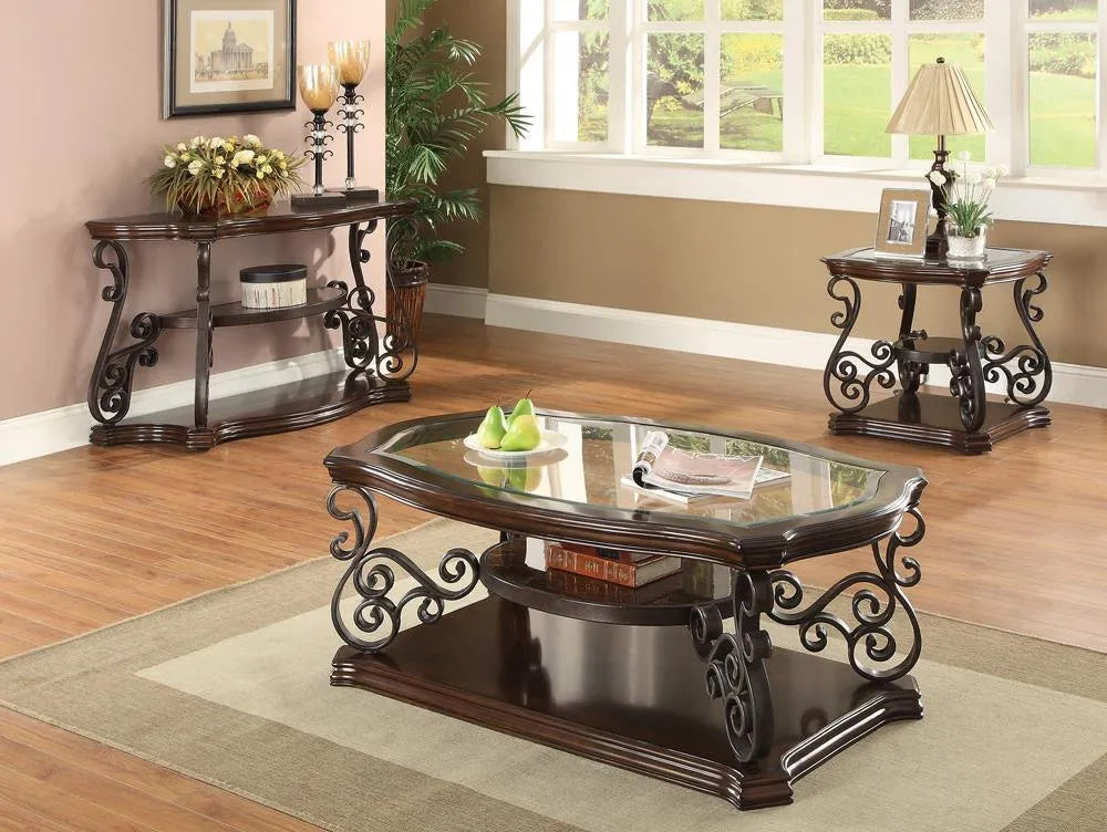 Laney Deep Merlot/Clear Sofa Table by Coaster at Eve Furniture