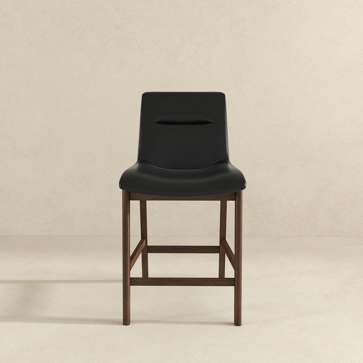 Langlade Leather Upholstered Counter Stool in Black (Set of 2) by Ashcroft Furniture at Eve Furniture