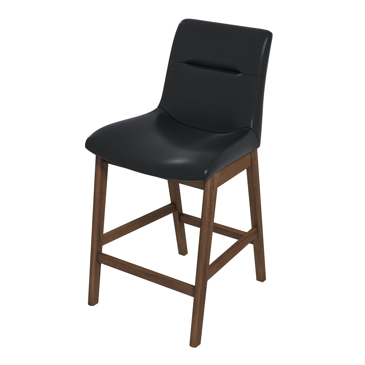 Langlade Leather Upholstered Counter Stool in Black (Set of 2) by Ashcroft Furniture at Eve Furniture